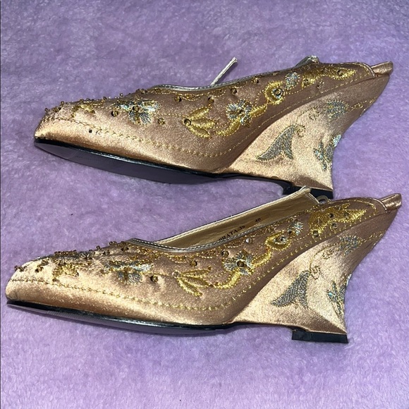 Gold Embellished High Heel Mules - Picture 5 of 7
